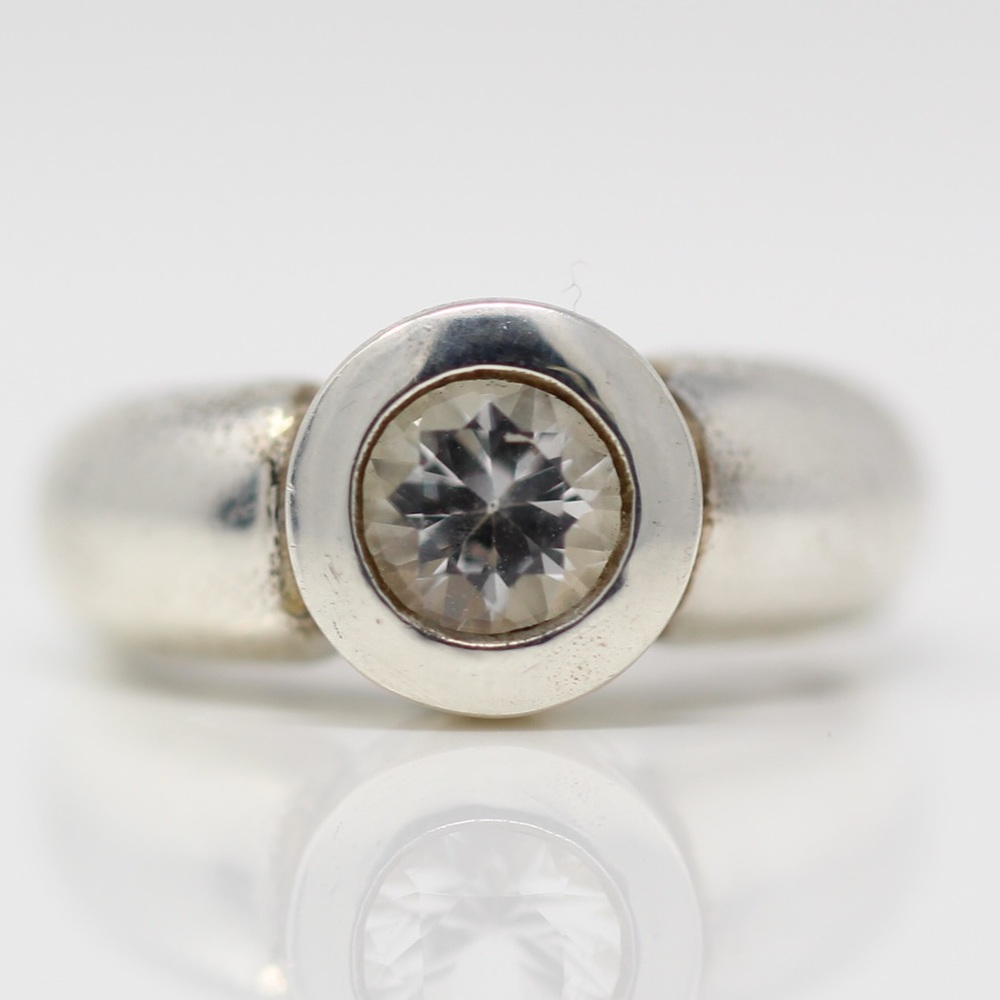 CNA VINTAGE Sterling Bezel-Set Topaz Ring 5.75
